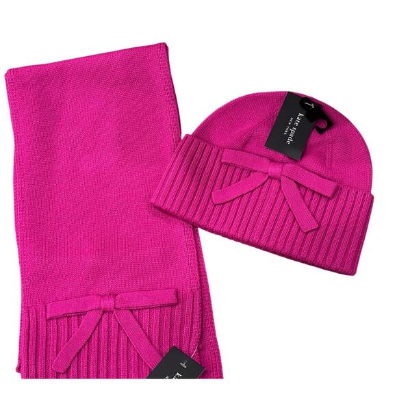 kate spade Accessories - NWT Kate Spade winter hat and scarf set in hot pink!